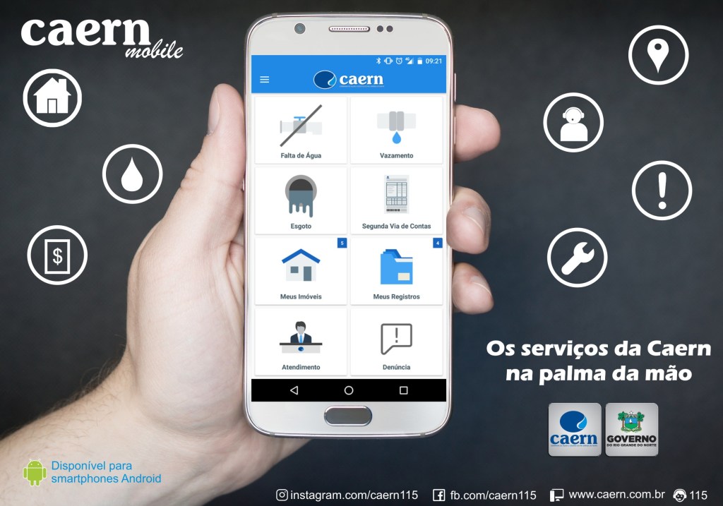 Usuários podem acessar serviços da Caern através de&nbsp;aplicativo