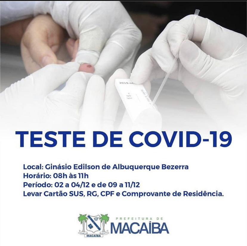 Testagem para detectar Covid-19 acontece até sexta-feira (4) no ginásio poliesportivo de&nbsp;Macaíba