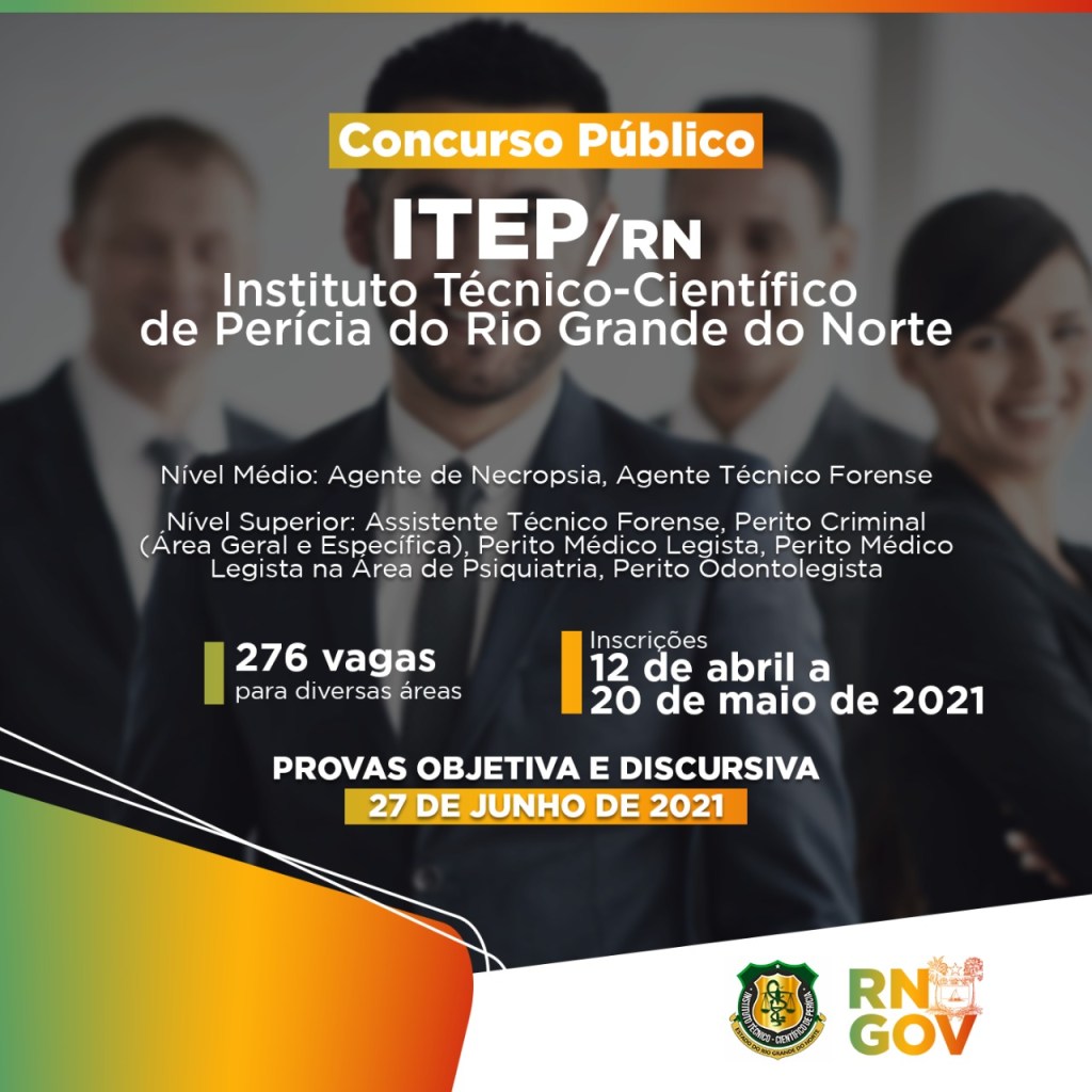 Inscrições para o concurso público do Itep/RN estão&nbsp;abertas