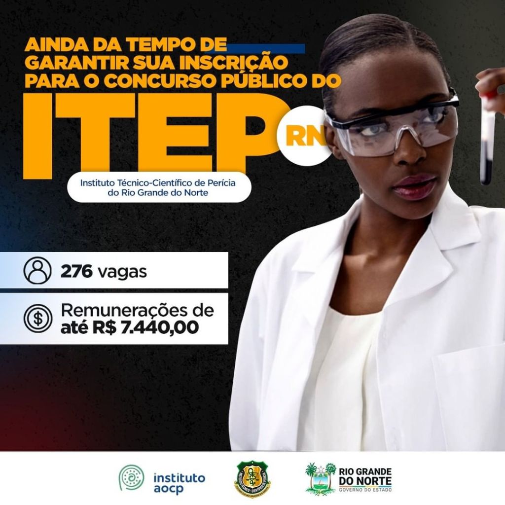 Inscrições para o concurso do Itep/RN encerram na próxima segunda-feira&nbsp;(7)