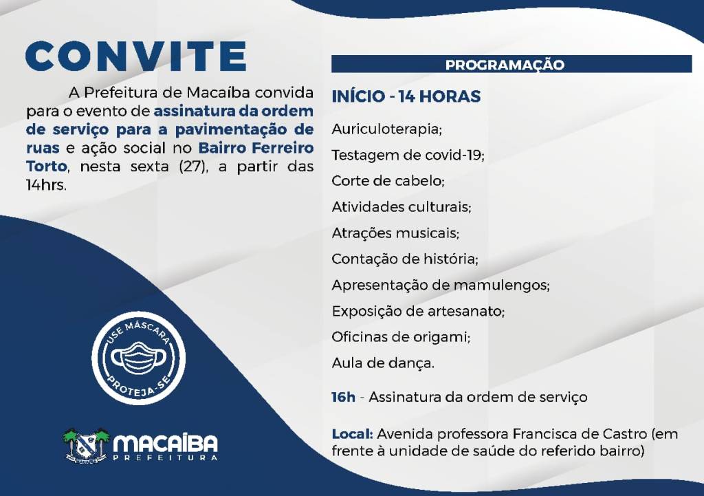 Saindo do atoleiro: Prefeitura vai pavimentar ruas do bairro Ferreiro Torto: assinatura da ordem de serviço acontece nesta sexta&nbsp;(27)