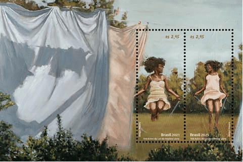 150 anos da Lei do Ventre Livre é tema de selo; trata-se de um produto dos Correios produzido em parceria com o Museu Afro do&nbsp;Brasil