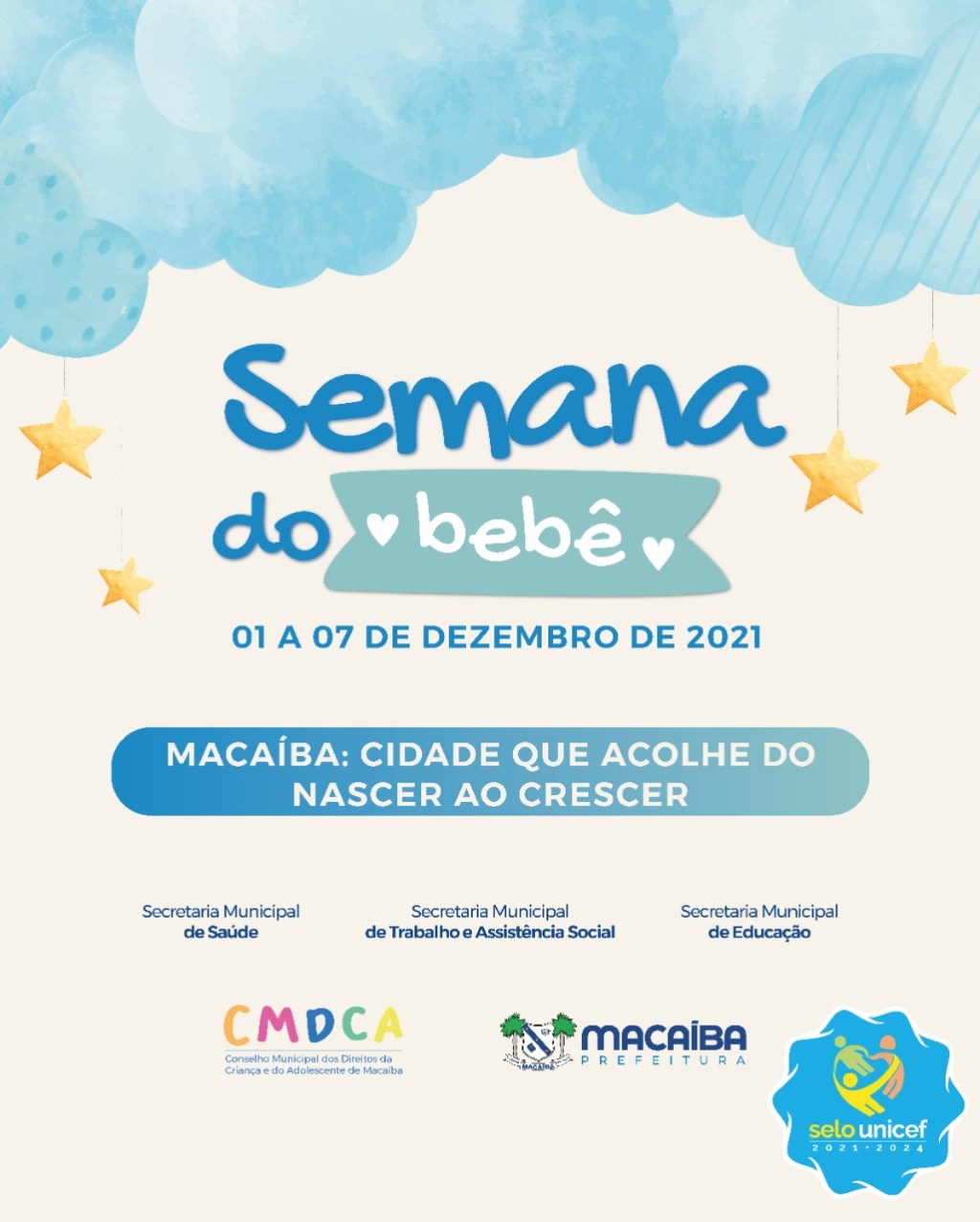 Macaíba inicia hoje a Semana do Bebê; objetivo é orientar e reforçar os cuidados para garantir a saúde e bem-estar da&nbsp;criança