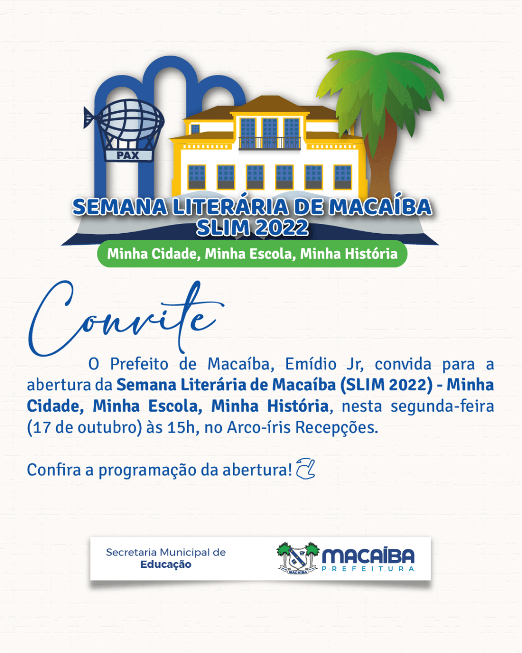 Minha Cidade, Minha Escola, Minha História: Prefeitura retoma realização da Semana Literária a partir desta segunda-feira&nbsp;(17)