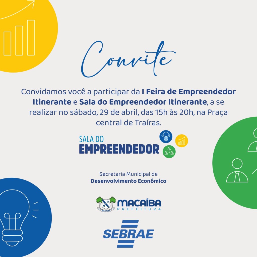 Macaíba promove I Feira do Empreendedor Itinerante no próximo sábado(29); evento visa incentivar o microempreendedorismo