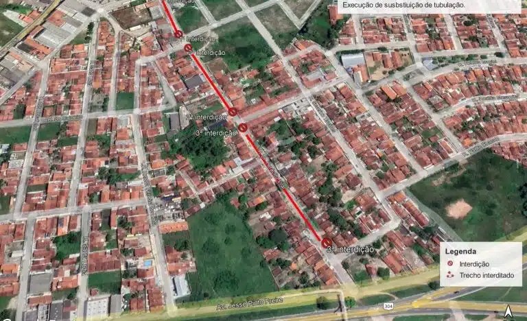 Caern interdita trecho da avenida Heráclito Villar para execução de obras de esgotamento; fechamento ocorre na quarta&nbsp;(04)